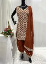 Georgette Orange Party Wear Hand Work Readymade Dhoti Suit